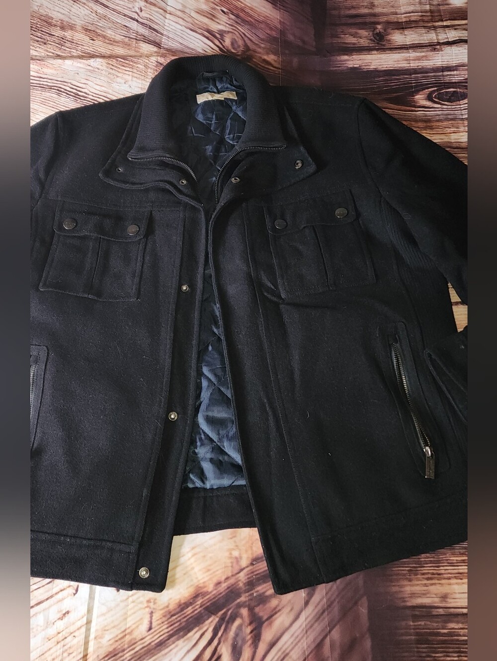 Michael Kors Men's Black Field Jacket with Quilted Navy Lining
